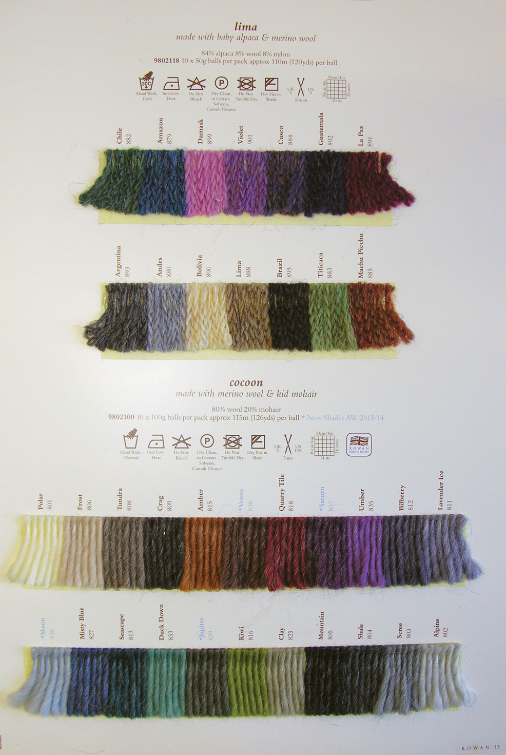 Rowan Cocoon Rowan Yarns RYC Sirdar Sublime English