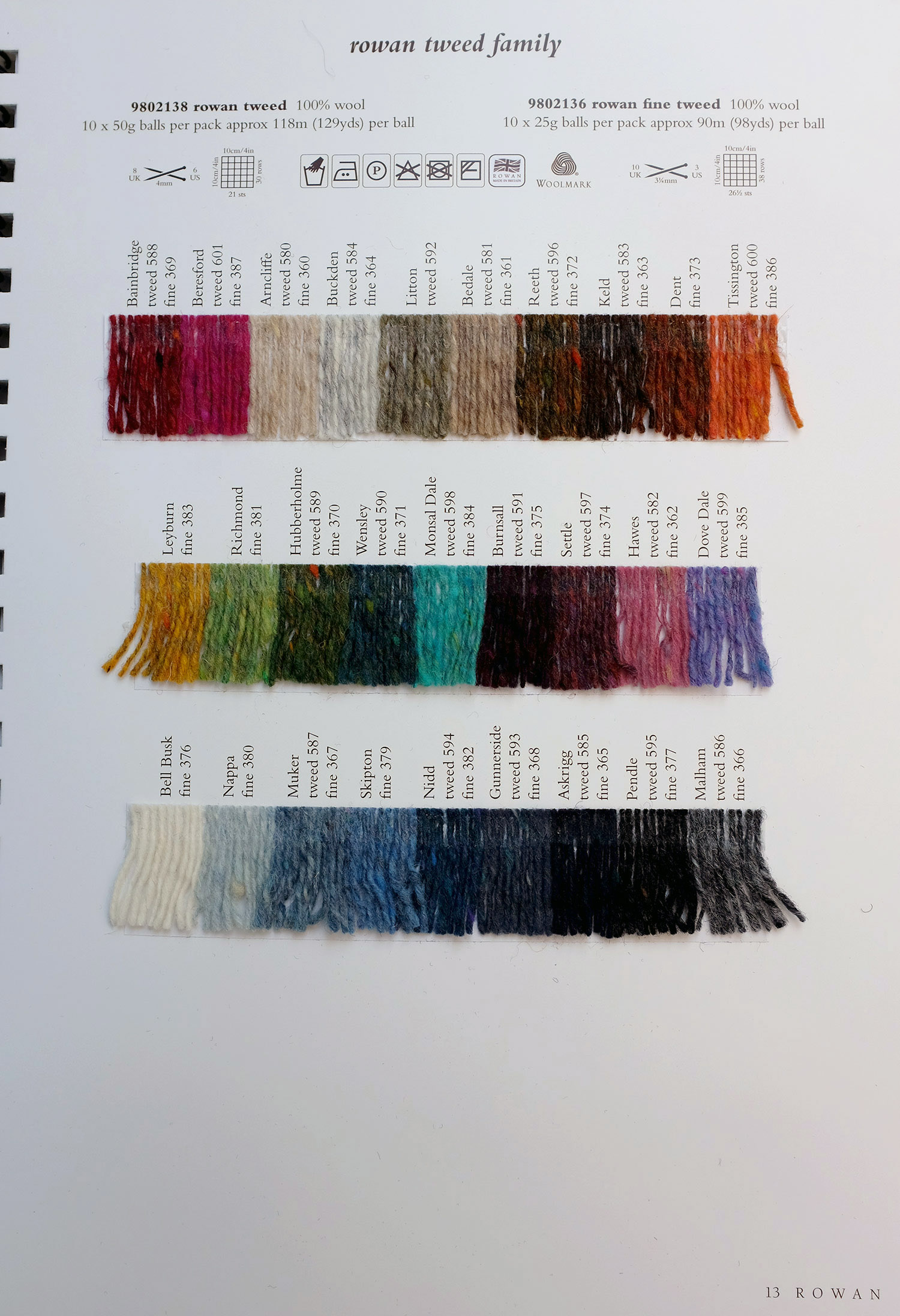Rowan Fine Tweed Colour Chart