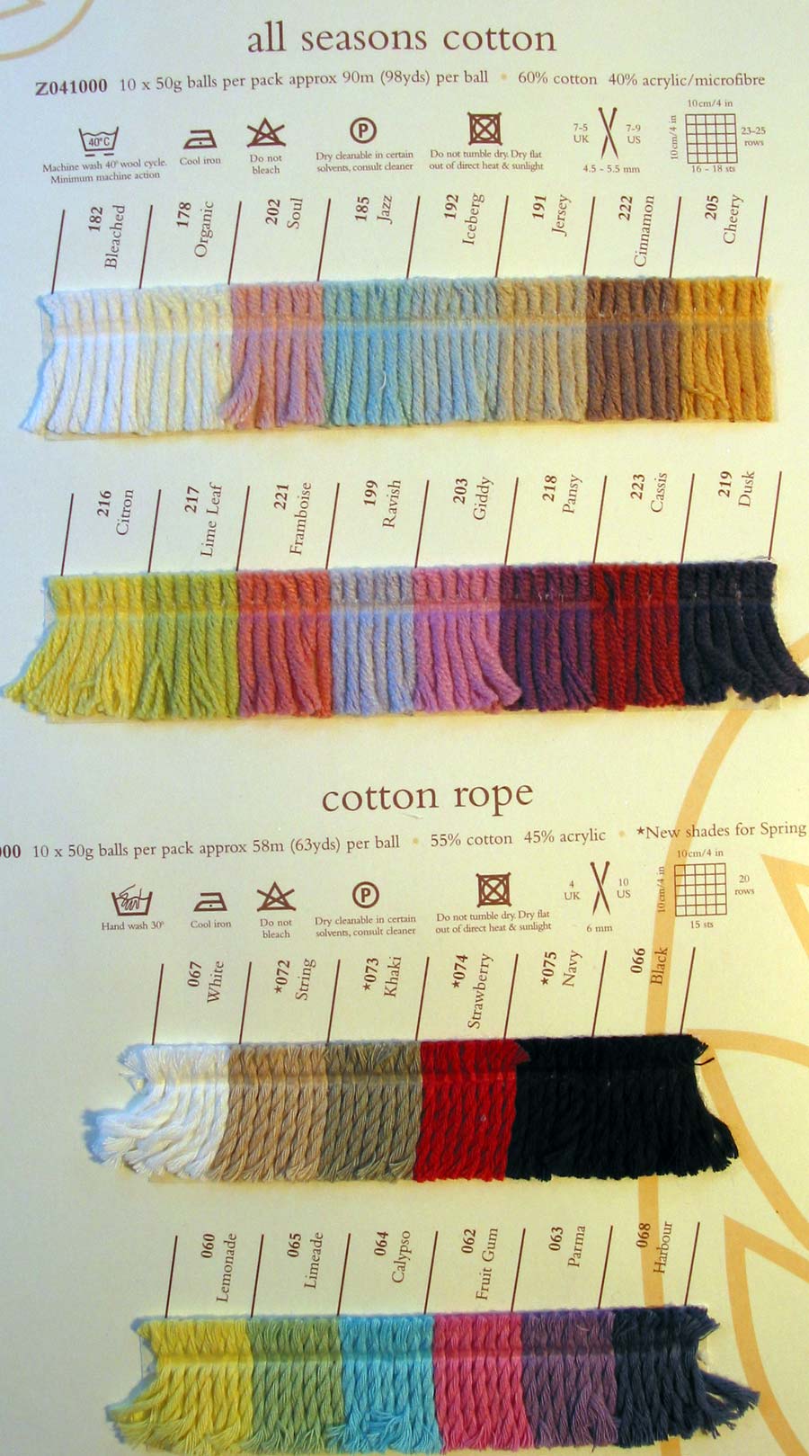 Rowan Shade Cards Rowan Yarns RYC Sirdar Sublime English